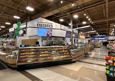 Sobeys, Bridgeport, Ontario – Laser scanning supports accurate store planning by capturing real-time existing conditions, allowing designs to be adjusted early and reducing on-site clashes and rework. In this project, existing HVAC was coordinated within inches of the proposed bulkhead while maintaining the client’s design intent.